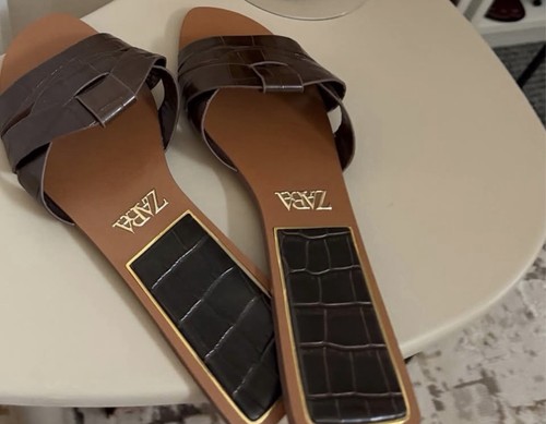 Flat leather crisscross - flat,