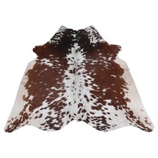 Dark Brown White Real Cowhide