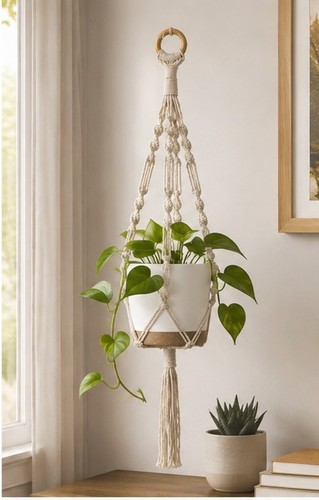 Handmade macrame plant hanger - macrame,