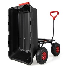 Garden Dump Cart Poly Utility Cart w/ 4 Large Tires 270 KG Garden Wagon Cart