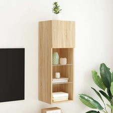 SVV TV Cabinet with LED Lights Sonoma Oak 30.5x30x90 cm