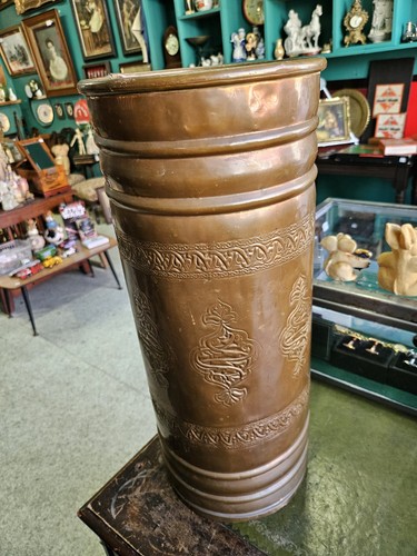 Vintage copper umbrella stand - vintage,