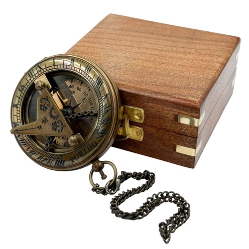 Vintage brass sundial - sundial, compass