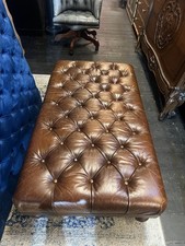 Barker and Stonehouse Ullswater All Button Large Studded Footstool In Brown