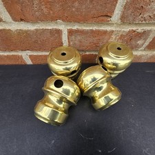 4 Old Stock Antique Brass & Iron  Bed Collars 5/8 Tube Holes & Fit 2 Inch Posts 