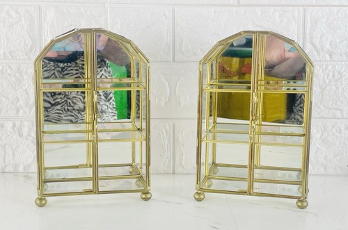 Vintage brass glass tabletop - brass,