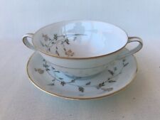 Vintage Japan Noritake 5524 Andrea gold floral rim Duo soup bowl cup & saucer 