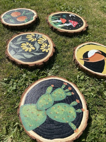 Hand painted logs - logs, wood