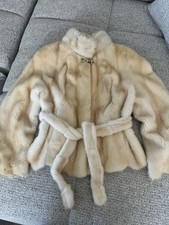 Cream Mink Real Fur Coat Size