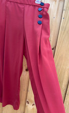 Zara Palazzo Wide Leg Crop Pants X-large Rust Red Pull On Tortoise Side Buttons