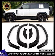 WHEEL ARCH KIT FOR LAND ROVER DEFENDER 110 L663 2020+ GLOSS BLACK WIDE BODY UK
