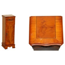 LOVELY VINTAGE BURR YEW WOOD CD OR DVD 30 PIECE HOLDING SIDE CABINET TOWER