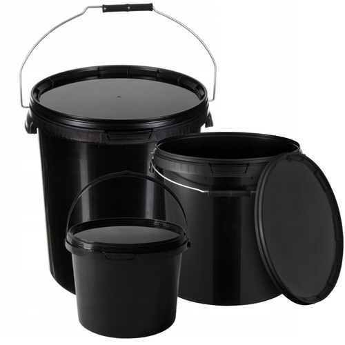 Plastic buckets tubs - buckets, black