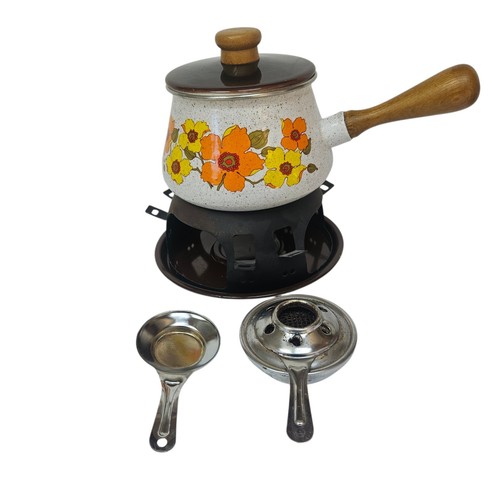 Vintage enamel fondue set - vintage,