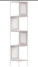VASAGLE 5-Tier Corner Shelf, Bookshelf with Polyrattan Sides, Metal Structure