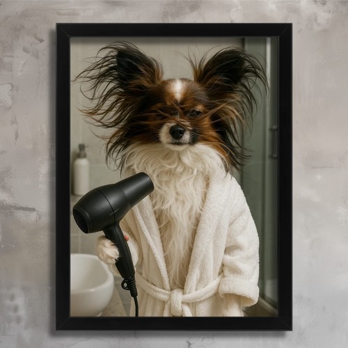 Funny papillon dog - papillon, art