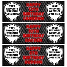FAVOURITE WRESTLER Personalised Birthday Banners - Choose Wrestlers - Wrestling