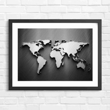 Metallic World Map 3D Art