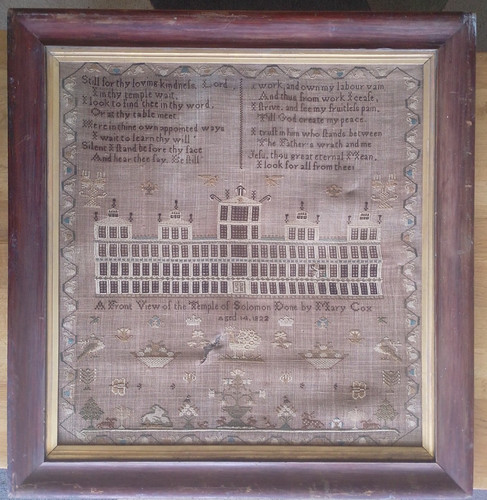 Antique sampler 1822 temple - antique, 1822,