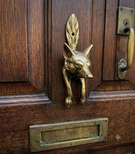 Vintage style brass fox - vintage, door