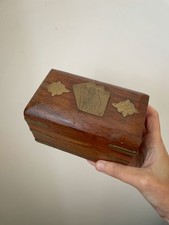 Vintage Wooden Brass bound Double Deck Playing Card Box