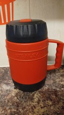 Vintage Stanley Hot Food Flask. Red/Black tough plastic. NEEDS A GOOD CLEAN 