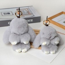 Fluffy Rabbit  Key Chain Pompon Bag Pendant Soft Bunny Keychain  Gifts