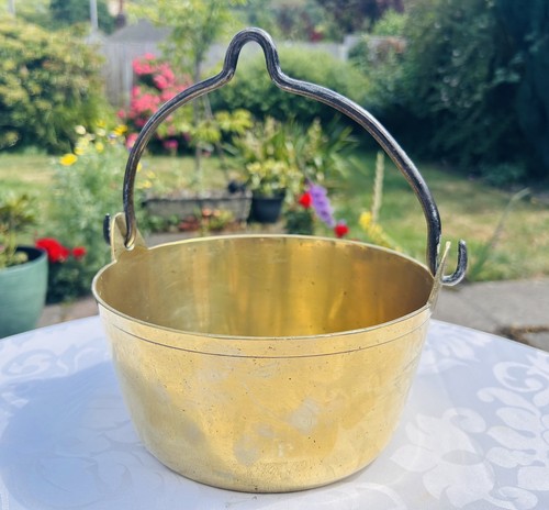Antique brass jam - pan, iron