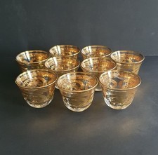 9 X Vintage Etched Gold-Enamel