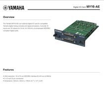 Yamaha MY16-AE -Digital Interface-AES/EBU-Please Read Compatible Mixer List
