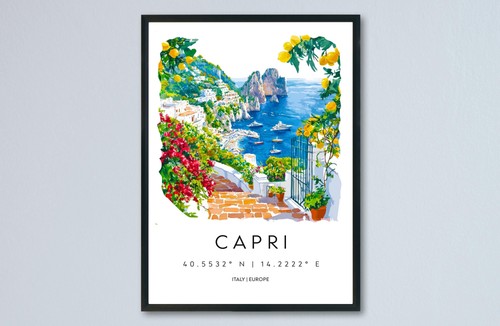 Capri watercolor poster - poster,