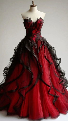 Black red wedding dresses - black,