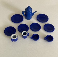 Sylvanian Families Gypsy Caravan SPARES Blue Saucers, Plates, teapot, mugs, cups