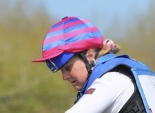 Racesafe Hat Silk /jockey Silk , Fuschia And Bright Blue. Size M .