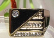 Mens gold ring cz signet cubic