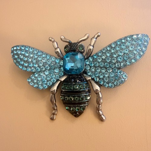 Bumble bee brooch blue crystal - brooch,