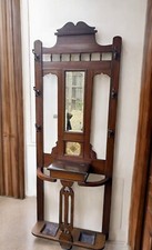 An Elegant Edwardian Mirrored Hall Stand - Coat, Hat Hooks - Fabulous