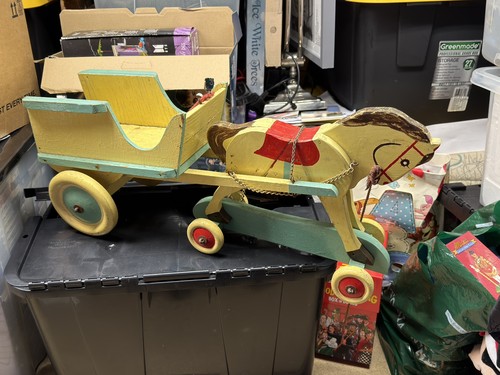 Vintage wooden toy horse - toy,
