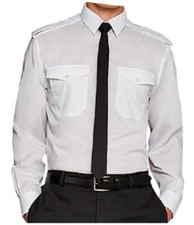 New Mens Pilot Shirt Formal Office Button Down Uniform Sleeves Shirts UK 14.5