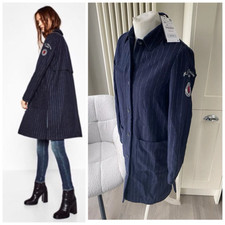 NWT ZARA NAVY BLUE WOOL TRENCH