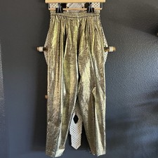 Vintage Gene Ewing BIS Gold Pants Women’s S Disco Clubbing Glam Whimsy Holiday