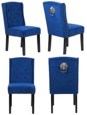 4 x Blue Velvet Dining Chairs