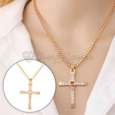 Hypoallergenic Gold Beveled Edge Crucifix Cross Pendant Chain Necklace Jewelry