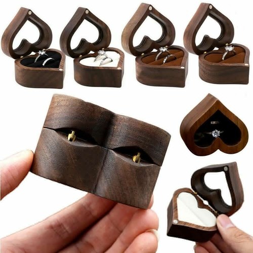 Wooden heart shape ring - wooden,