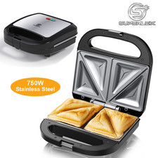 SUPERLEX Deep Fill Toastie Maker 750W - Non-Stick  - 2 Slice Sandwich Toaster SS