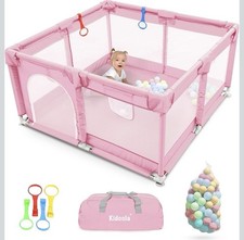 KIDOOLA Baby Playpen - Extra Large, Padded Frame, Mesh Walls, 127x127x65cm