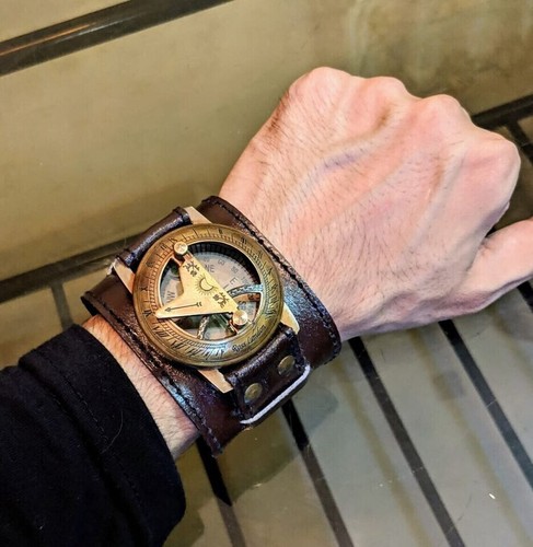 Handmade sundial wrist brass - wrist,