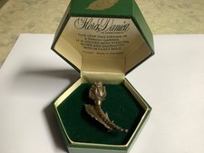 Flora Danica Eggert Garnet Rose Sterling Silver Encrusted 24 Carat Gold Brooch