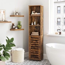 Tall Bathroom Cabinet Rustic Storage Tallboy Narrow Shelving Unit Shelf Cupboard