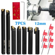 7Pcs Lathe Turning Tool Set Holder Boring Bar with Carbide Inserts Cutting Tools